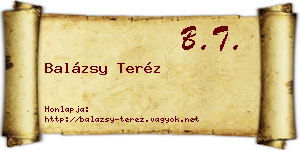 Balázsy Teréz névjegykártya