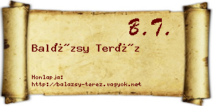 Balázsy Teréz névjegykártya
